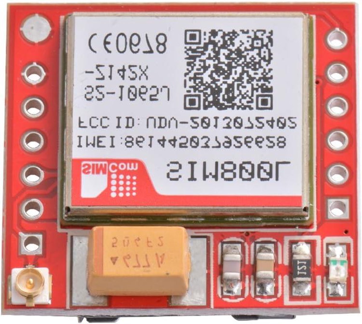 GSM Module - GPRS SIM Kaart - Microcontroller Communicatie - Onboard Signaalindicator - 2.5 x 2.3 cm - Groen