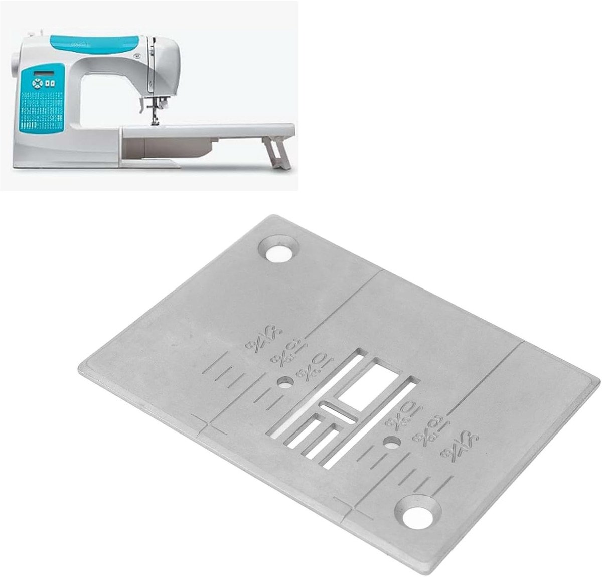Naaldplaat Naaimachine - Steekplaat Naaimachineonderdeel - Naaien - Fijn Bewerkt Staal - 7.8 x 5.6 cm - Zilver