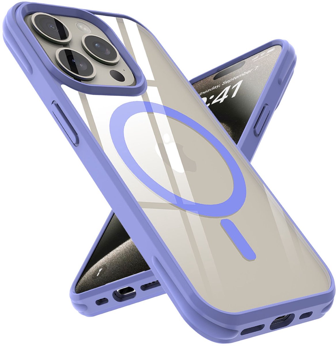 Hoesje geschikt voor iPhone 15 PRO in Lichtpaars geschikt voor Magsafe