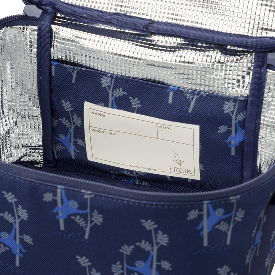 Fresk Grote Koeltas Kind 6.2 L - Lunchtas Jongens - Thermische Lunch Koeltas - Met Bestekvak - Waterafstotende Lunchtas - Blauw - Monkey van Fresk — afbeelding 4