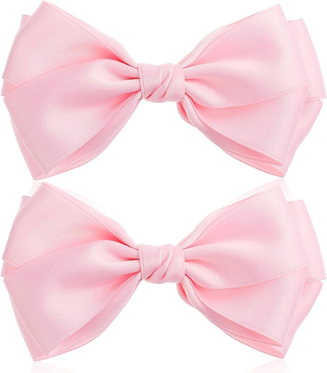 Haarspeld met strik - Haaraccessoire - Feestelijk kapsel - Dubbele strik design - 14 cm - Roze