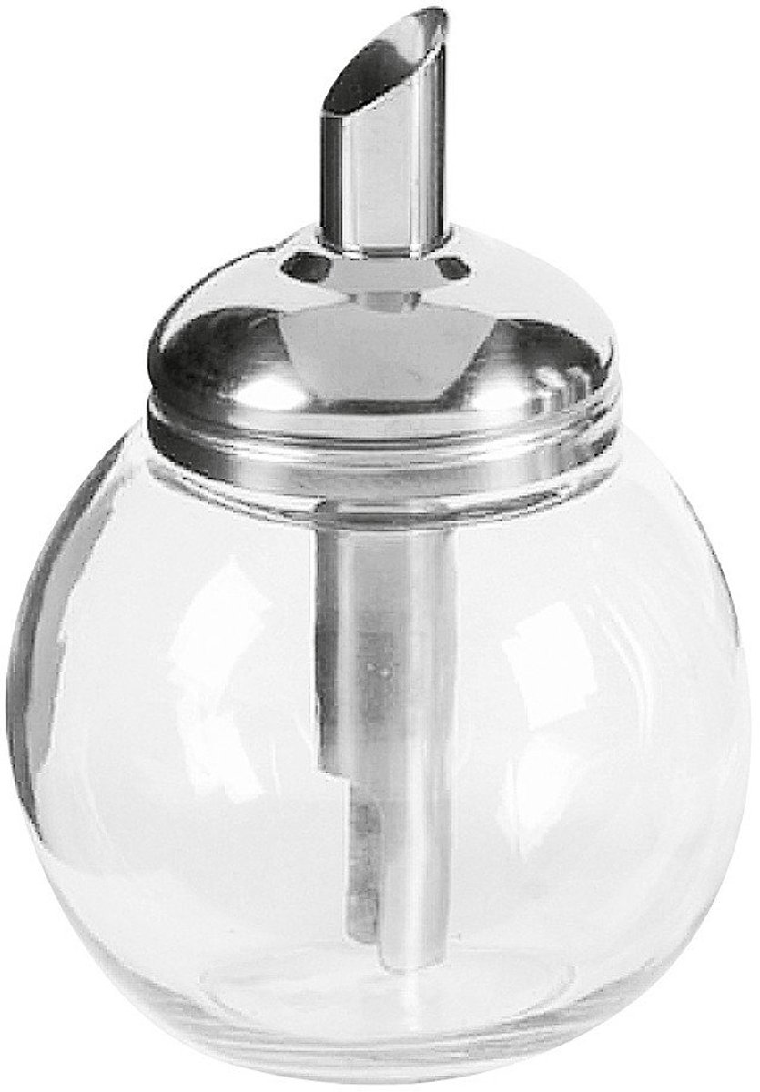 Suikerstrooier, glas & rvs, ø8,5 x h12 cm, set van 2 stuks
