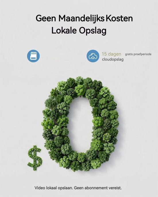 Draadloze Beveiligingscamera's op Zonne-energie voor Buiten - Geen Maandelijkse Kosten - 2K-Beveiligingscamerasysteem voor Thuis met 2 Camera's - Basisstation - Lokale Opslag - PIR-Bewegingsmeldingen en Kleurennachtzicht van Merkloos — afbeelding 2