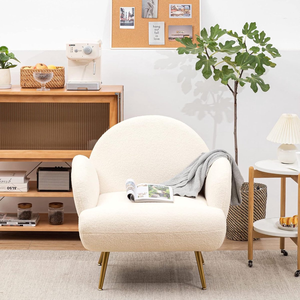 Lounge Fauteuil Teddy Stof – - Wit - Stof – Moderne Design Stoel - Medahomestore