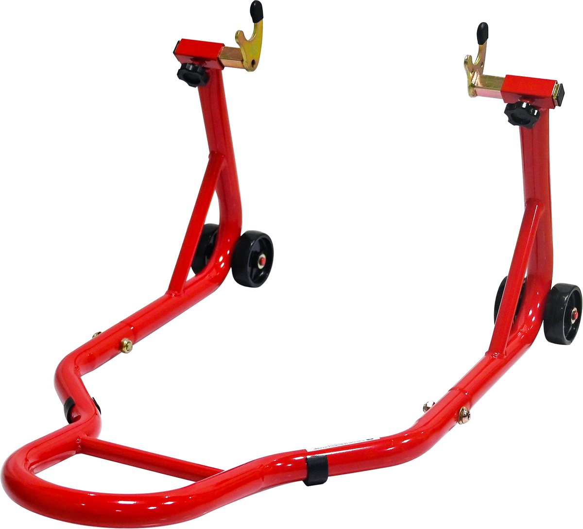 Motorstandaard Verstelbaar Voor En Achterwiel – Staal – Rood – Voor Onderhoud, Reiniging En Reparatie Van Motoren Met Wielen
