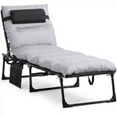 Bain de soleil pliable - Transat - Fauteuil relax - Chaises de jardin - Gris clair - 58 x 189 x 32,5 cm