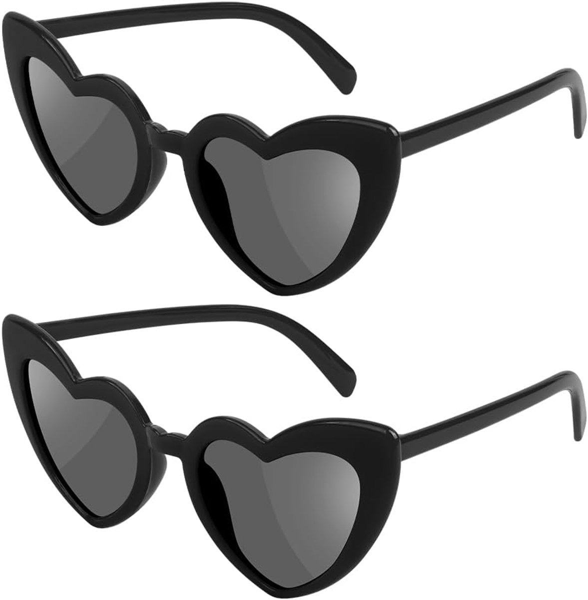 Hartjeszonnebrillen – Set van 2 retro cat-eye hartjesbrillen – UV400-zonbescherming – Modieuze brillen voor heren, dames en kinderen – Ideaal voor feesten, reizen en fotoshoots