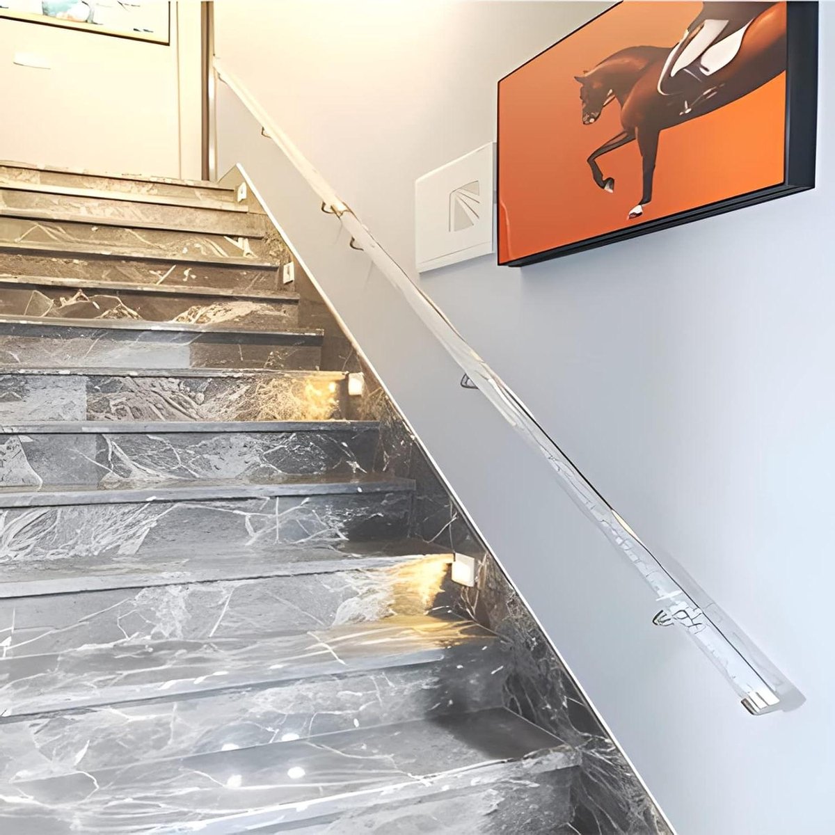 Acryl Trapleuning - Muurhandgreep Trap - Veilig Traplopen - Zelfnivellerend - 3m - Helder