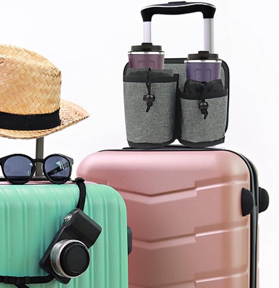 Verstelbare Luggage Cup Holder Sleeve met Divider voor Flessen en Koffers - Ideaal voor Reizigers en Stewardessen, Grijs — afbeelding 4