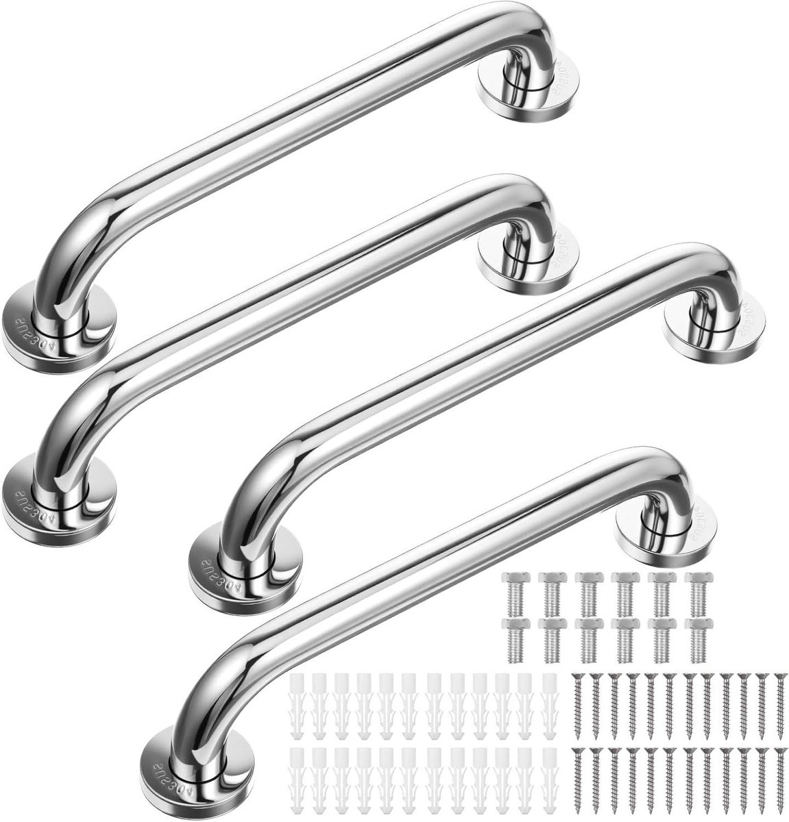 Grijpstangen Badkamer - Douchegrepen Veiligheid - Valpreventie Thuis - Roestvrij Staal - 4 stuks 30 cm - Zilver