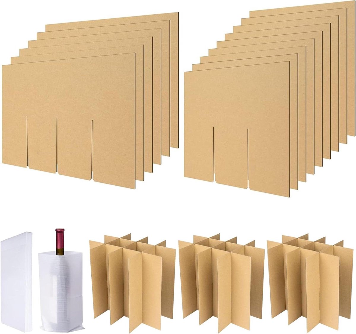 Doos Verdelers - Verhuisdozen Opbergvakken - Breekbare Spullen Verpakken - 3 Lagen Golfpapier - Past in 40x30x30cm doos - Bruin