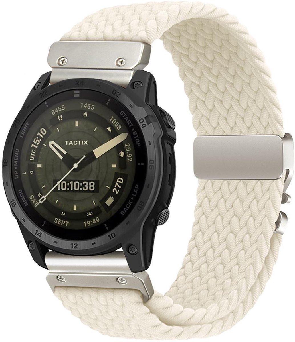 By Qubix - Braided nylon band met parachute sluiting - Sterrenlicht - Geschikt voor Garmin Quatix 8 - 51mm