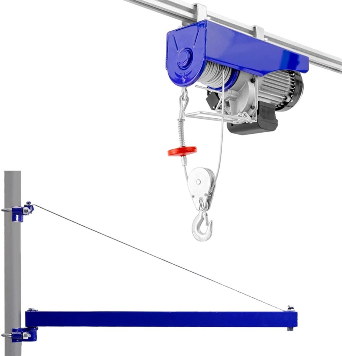 Elektrische lier - Zwenkarm set - Zware lasten tillen - Tot 600 kg capaciteit - 5 meter kabel - Grijs