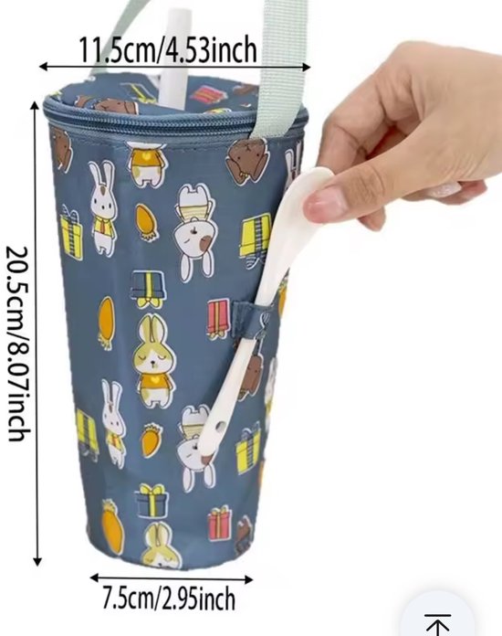 Geïsoleerde Flessentas voor Babyfles en Drinkfles – Thermische Fleshouder met Handvat – Waterdichte Bottle Bag – Voor Warm & Koud Drank – Katten Design Blauw — afbeelding 2