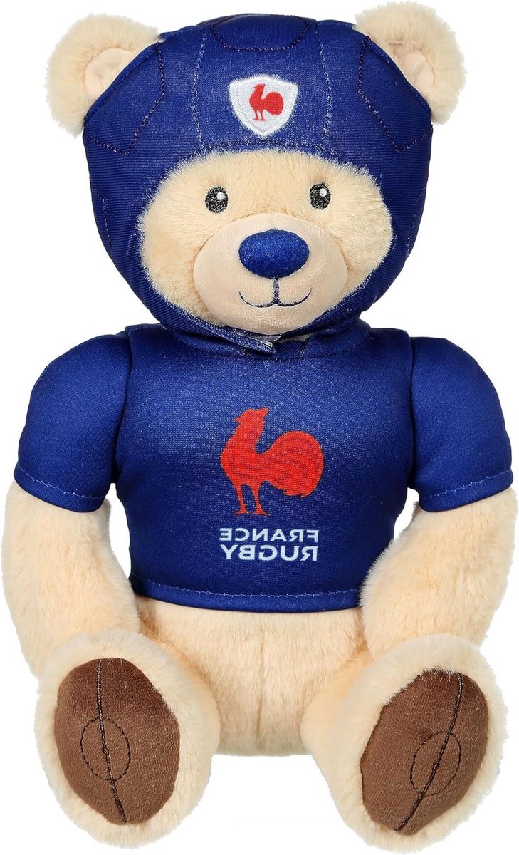 Pluche dier beer - Zacht speelgoed - Sport viering - Officieel gelicentieerd - 24 cm - Beige marineblauw