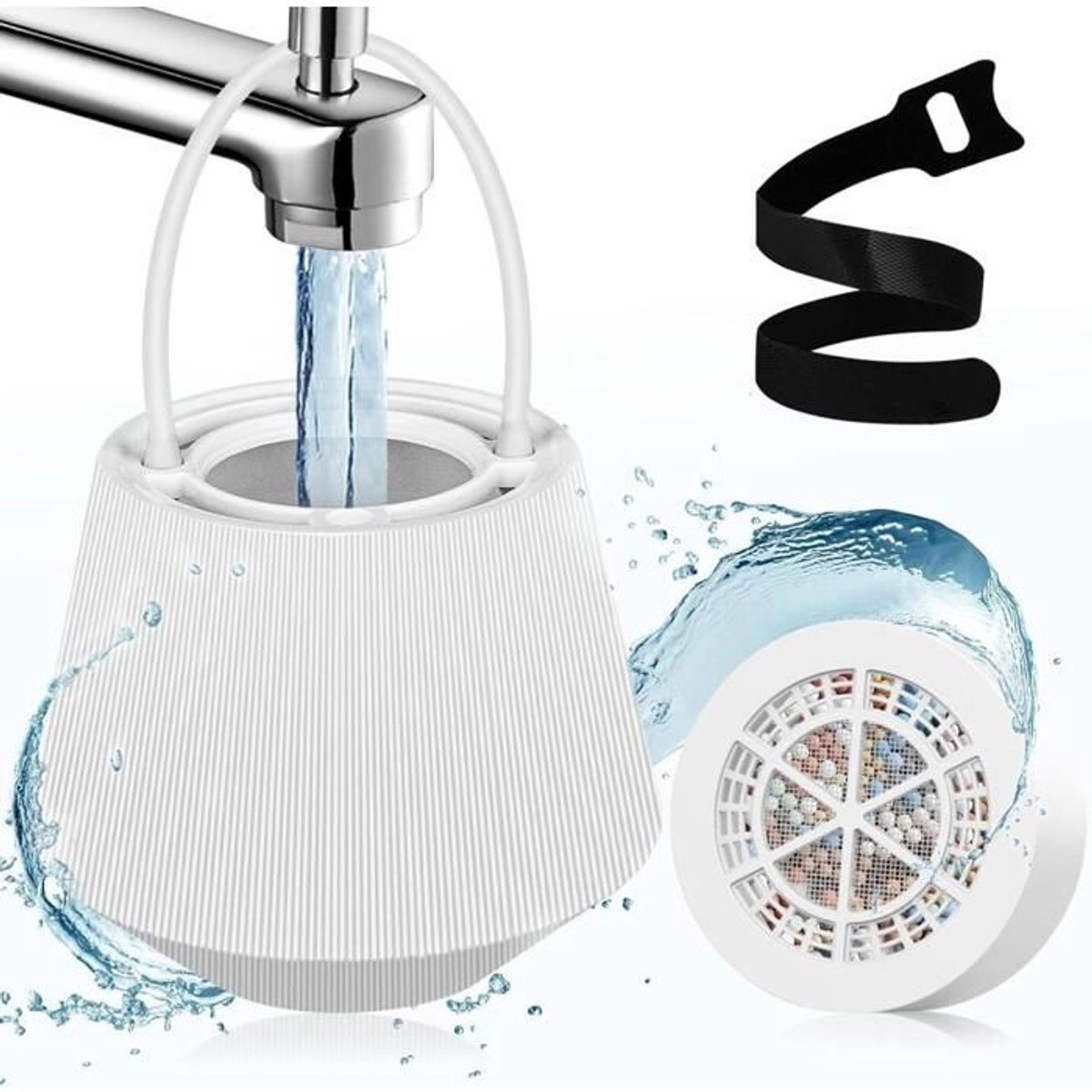 Badkuipwaterfilter, douchefilter, 8-traps badwaterfilter, badfilter (wit)