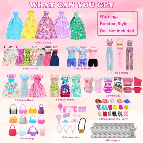 Poppenkleding Set - Accessoires voor poppen - Kinderspel - 30 Delige Collectie - 30 cm Poppen - Multicolor — afbeelding 2