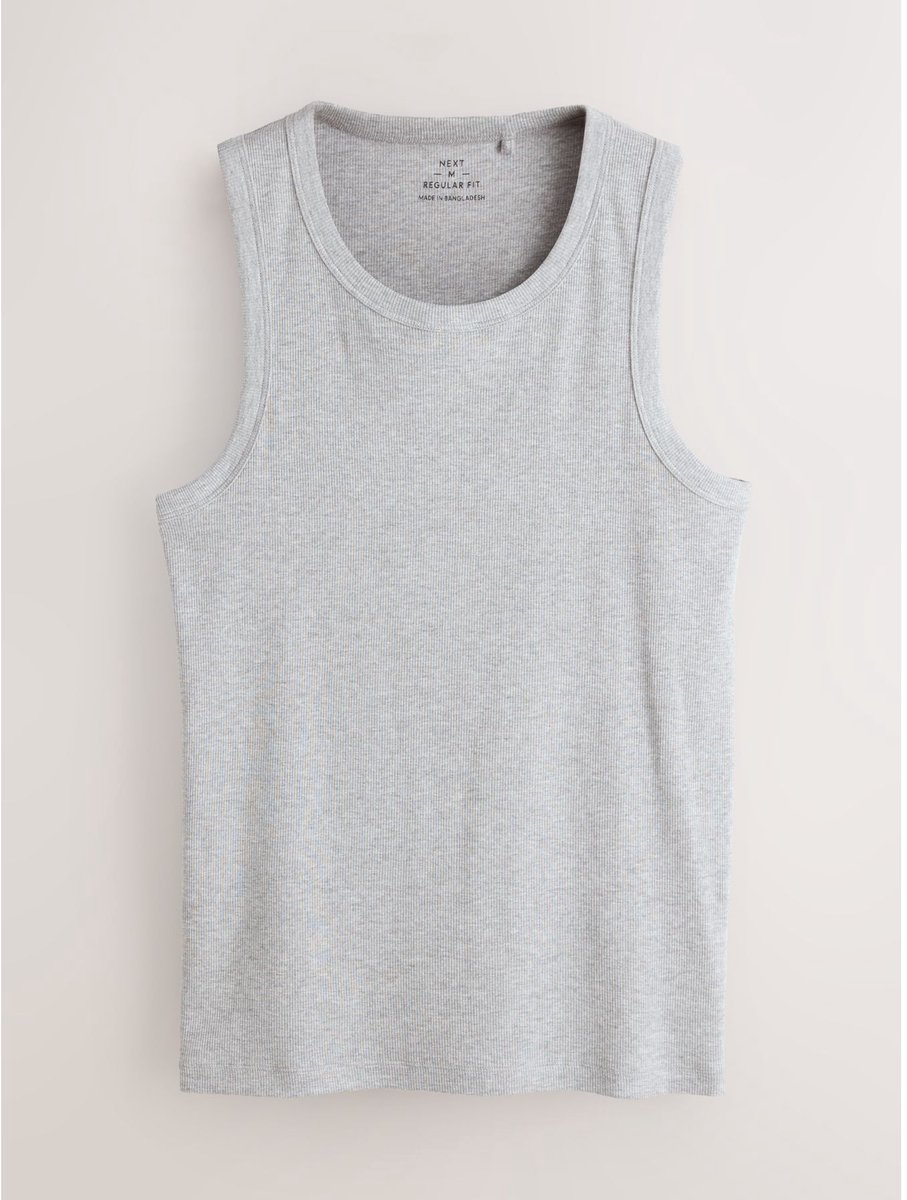 Next - Heren - Geribbelde hemdjes, slim-fit - Grijs