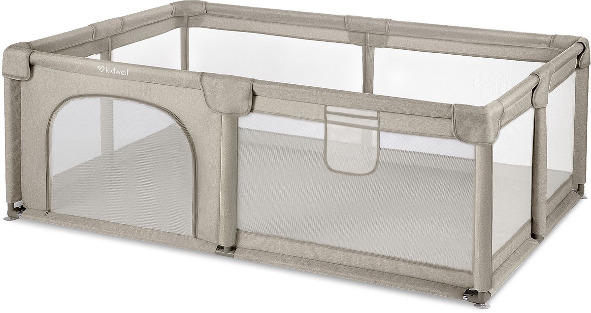 Kidwell-FANKO-babybox-kinderbox-grondbox-120x180 cm-voor binnen en buiten-beige-ademend gaas-EN71-gecertificeerd-6 tot 36 maanden