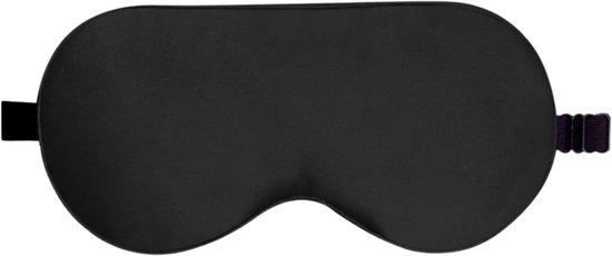Zwart zijden slaapmasker met verstelbare band.
