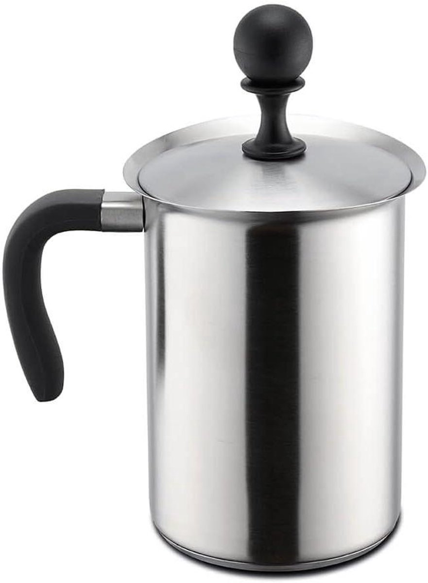 Opschuimbeker - Melkbeker RVS - Koffie Bereiden - Sandwichbodem - 1000 ml - Zilver