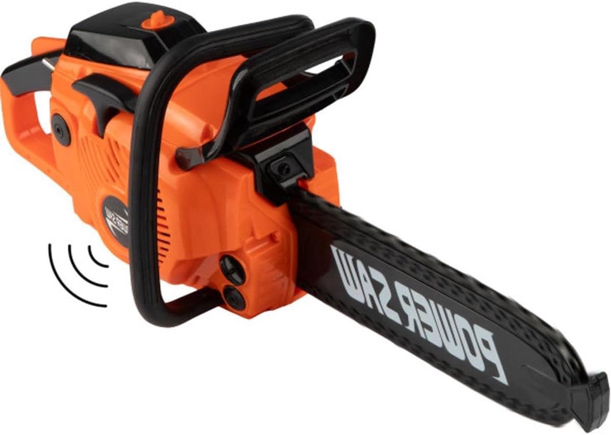 Speelgoed kettingzaag - Nep kettingzaag - Doen alsof spelen - Roterende ketting - 16 inch lengte - Oranje