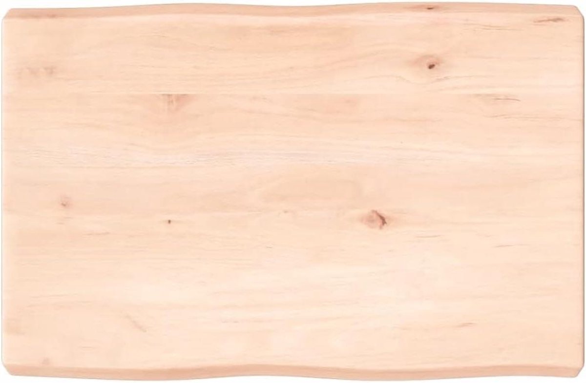 Tafelblad Massief Eikenhout - Houten Plank - Bureau Opknappen - Natuurlijke Rand - 60x40 cm - Naturel