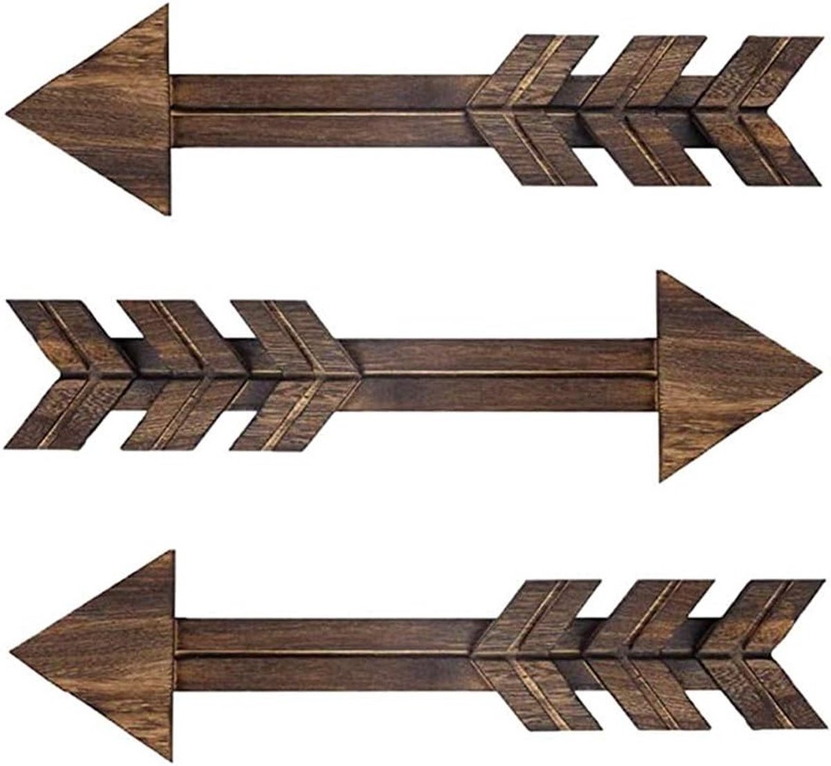 Rustieke Houten Pijl Wanddecoratie Set van 3, Ideaal voor Boerderij, Huis en Bruiloften