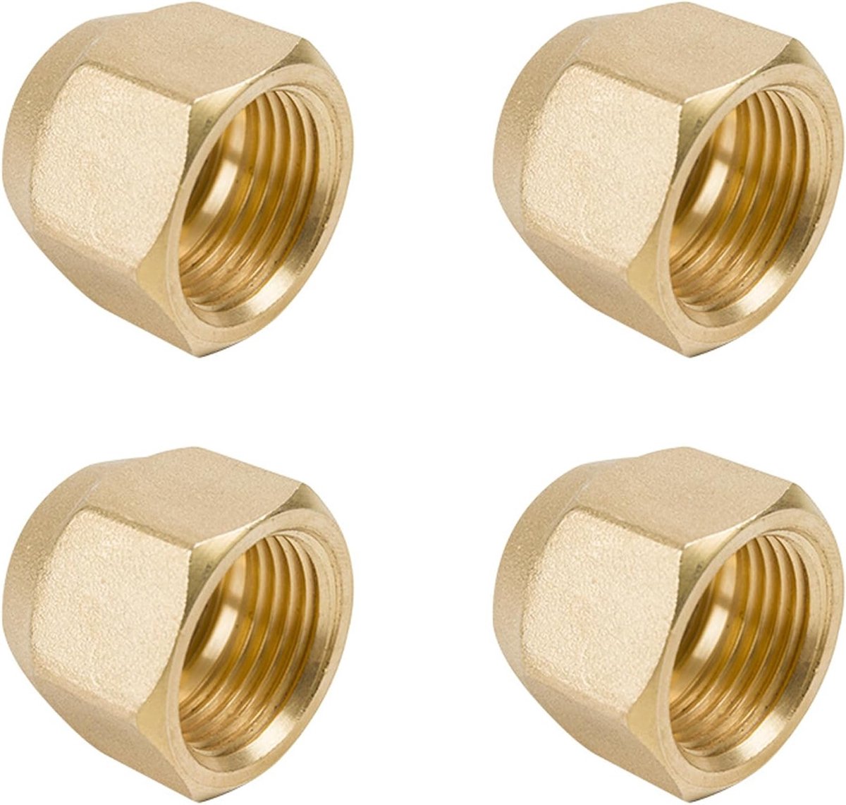 Set van 4 Split Flare Moeren van Messing voor Airconditioning en Koellijnen, 3/8" Maat