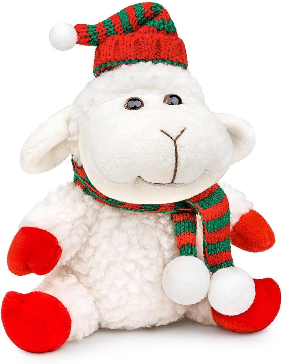 Pluche Dier Lam - Knuffel Schaap - Decoratie en Knuffelen - Zachte Elastane Vulling - 18 cm - Wit