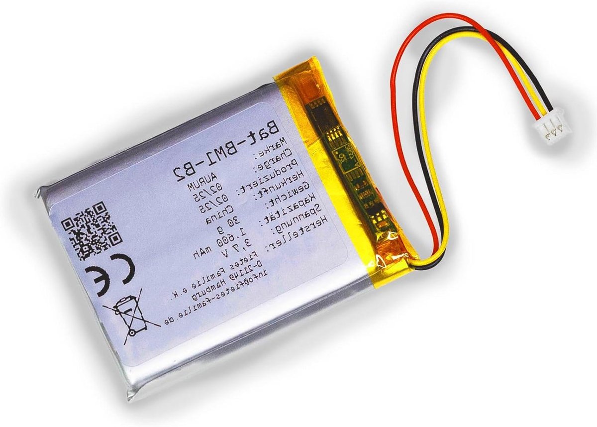 Vervangende Accu - Reserve Batterij - Babyfoon Gebruik - Oplaadbaar - 37 Volt - Zwart