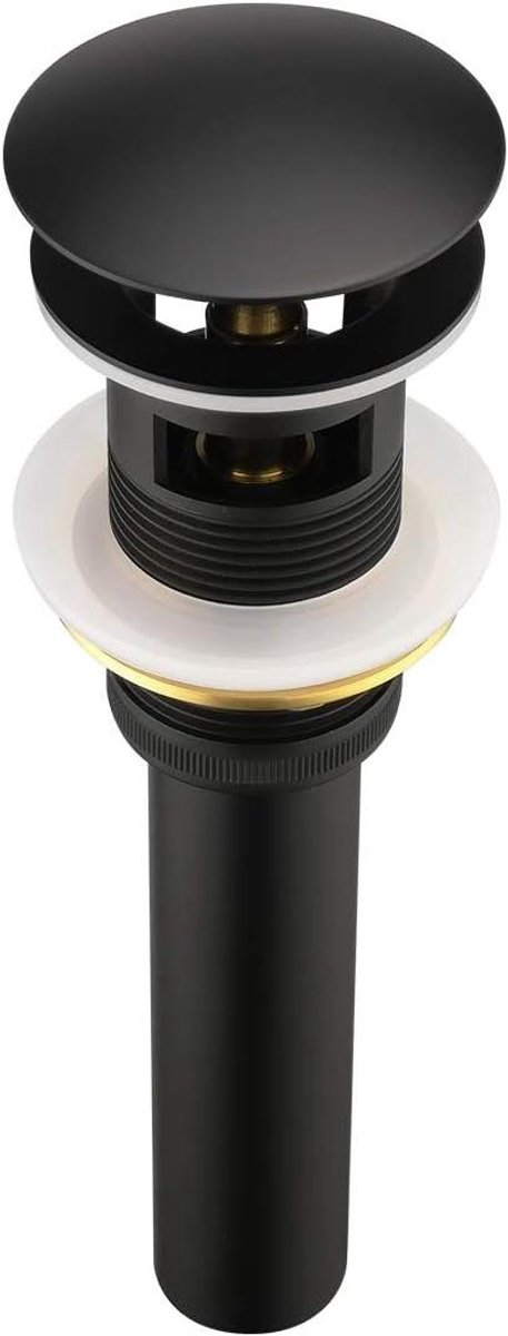 Pop-up Afvoerstop - Badkamer Plug - Gootsteen Dicht - Met Overloop - Universeel - Mat Zwart