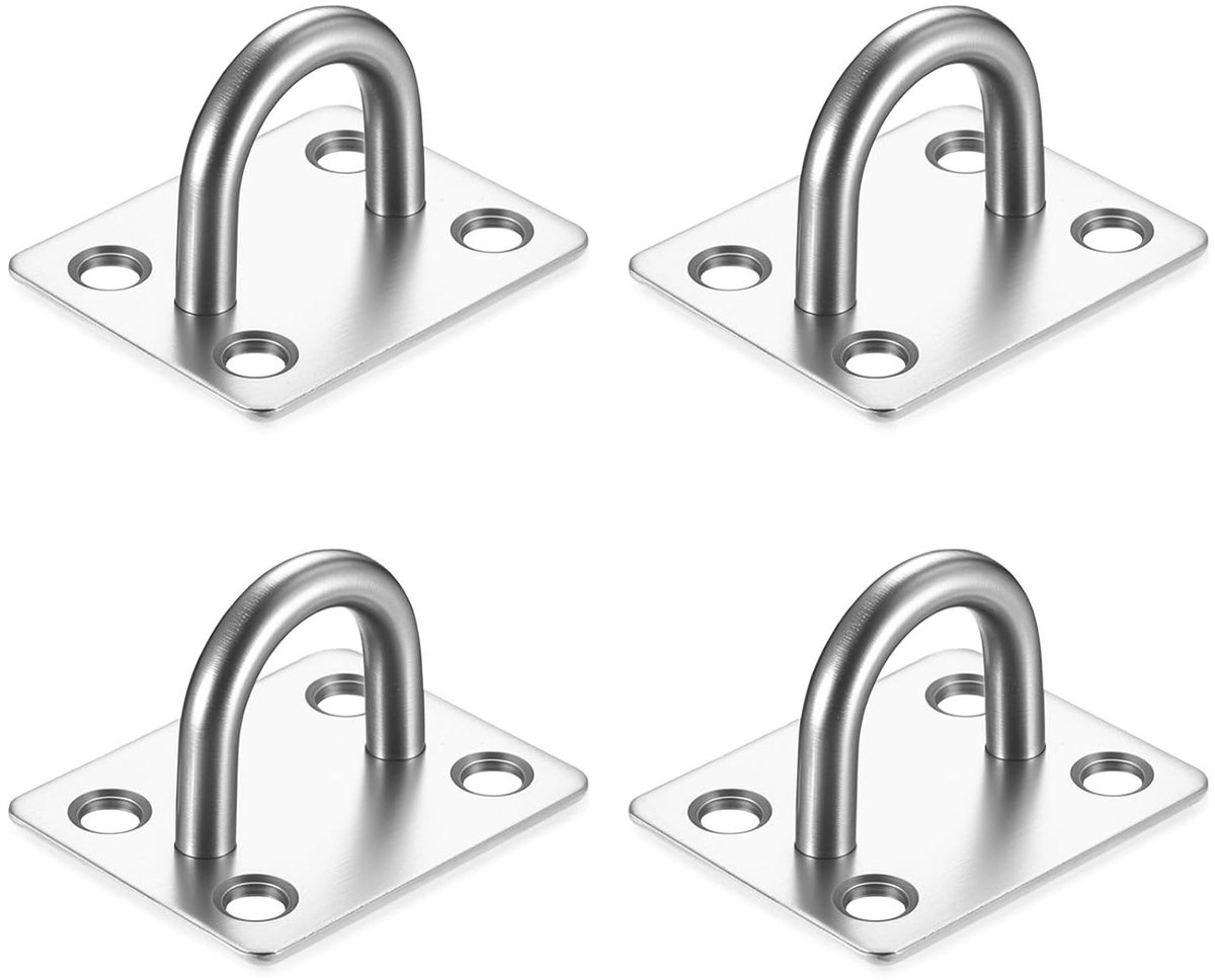 RVS oogplaat set van 4 stuks, ideaal voor wand- en plafondmontage van zonneschermen en zeilen