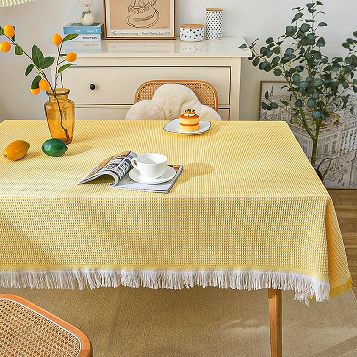 Tafelkleed - Tafeldecoratie - Eettafel beschermen - Herbruikbaar doek - 180 x 230 cm - Grijs wit