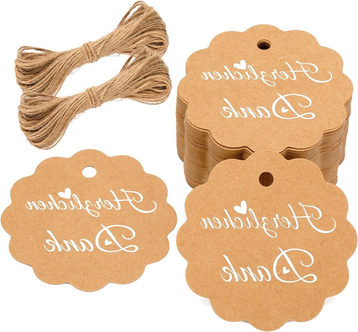 Ronde kraftpapier labels van 6 cm voor bruiloften en cadeauverpakkingen - 100 stuks bedankt labels
