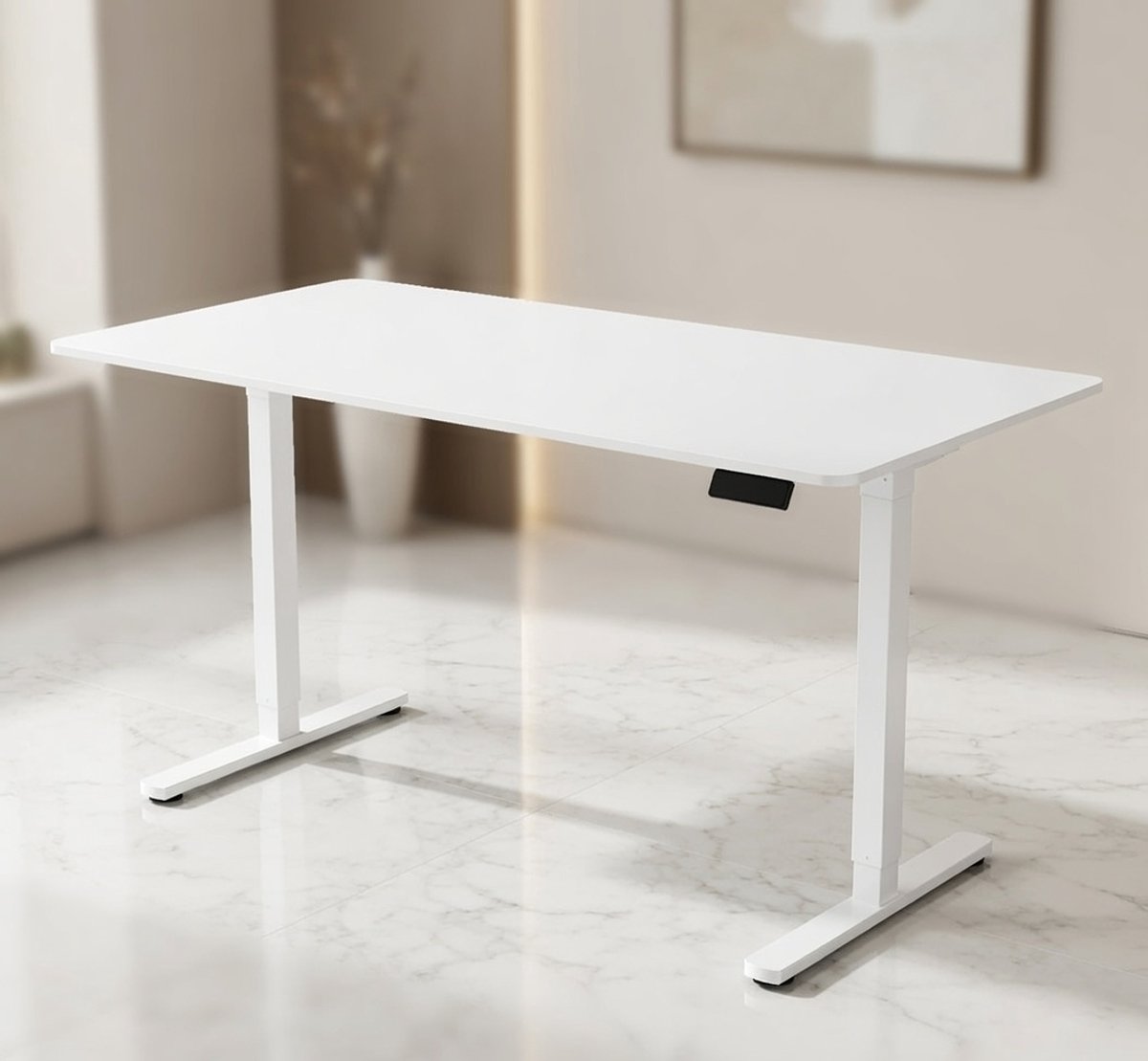 Elektrisch In Hoogte Verstelbaar Bureau 160x70 cm – Zit Sta Bureau met Memory Functie, Ergonomisch Sta Bureau, Stil Motorisch Verstelbaar (73–118 cm) – Wit, Stalen Frame, Home Office & Gaming Desk Mobili Bella