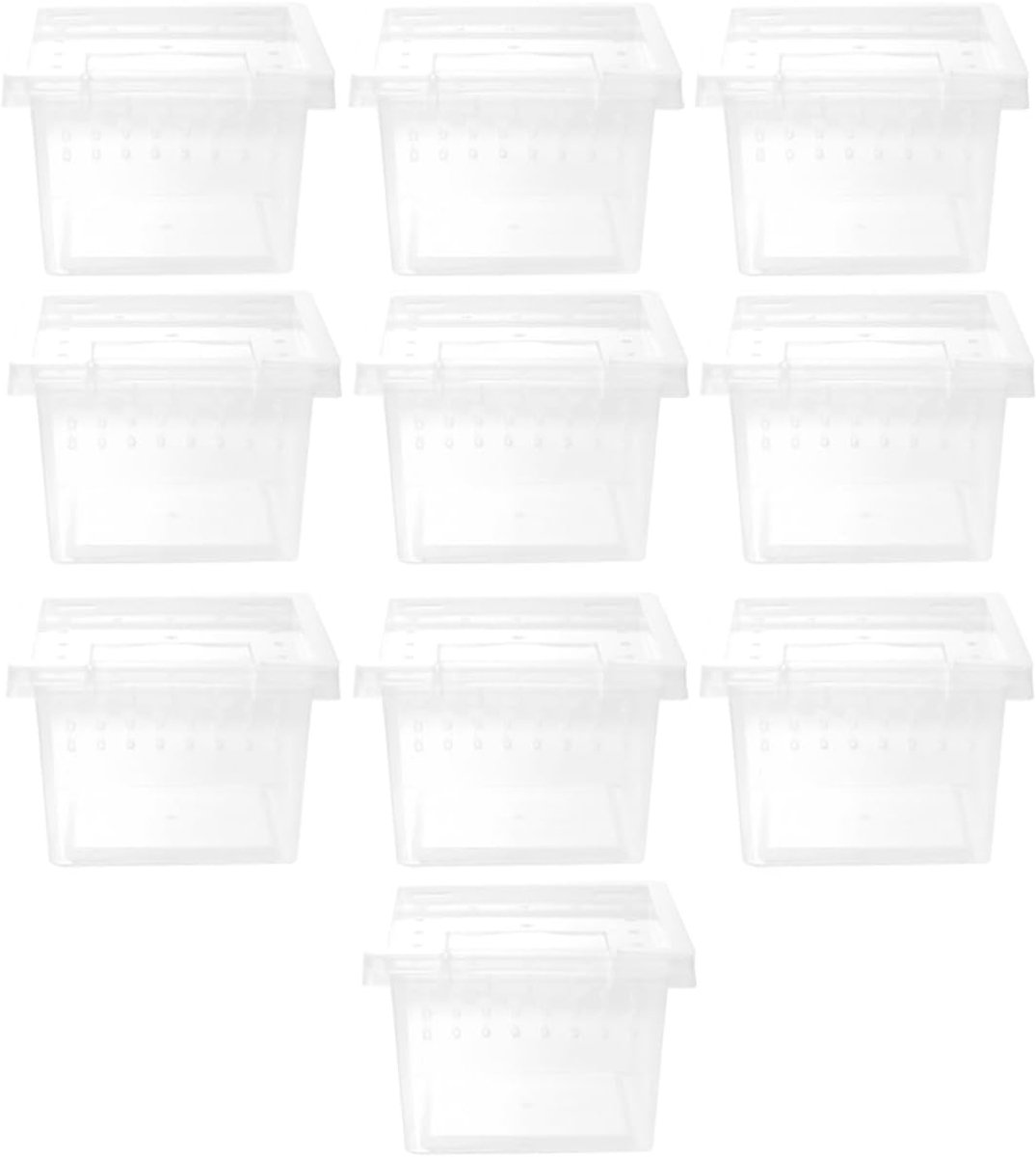 Voederbox Reptielen - Insectenhabitat Terrarium - Kweekbakje Dieren - Stabiel Ventilatiesysteem - 7x7x4.5 cm - Transparant