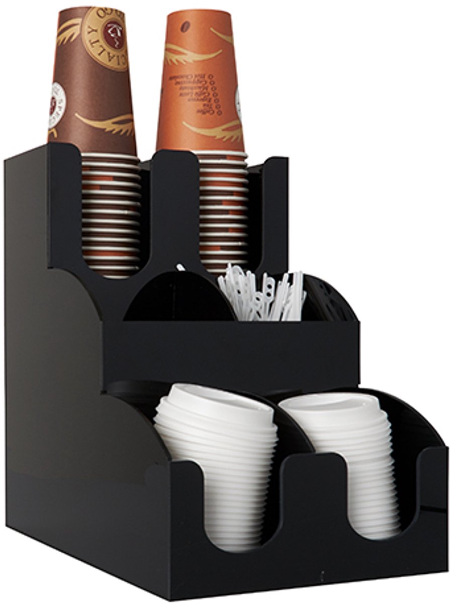 2x Organizer voor koffiebekers en -deksels To Go 31 cm x 305 cm x 21 cm zwart