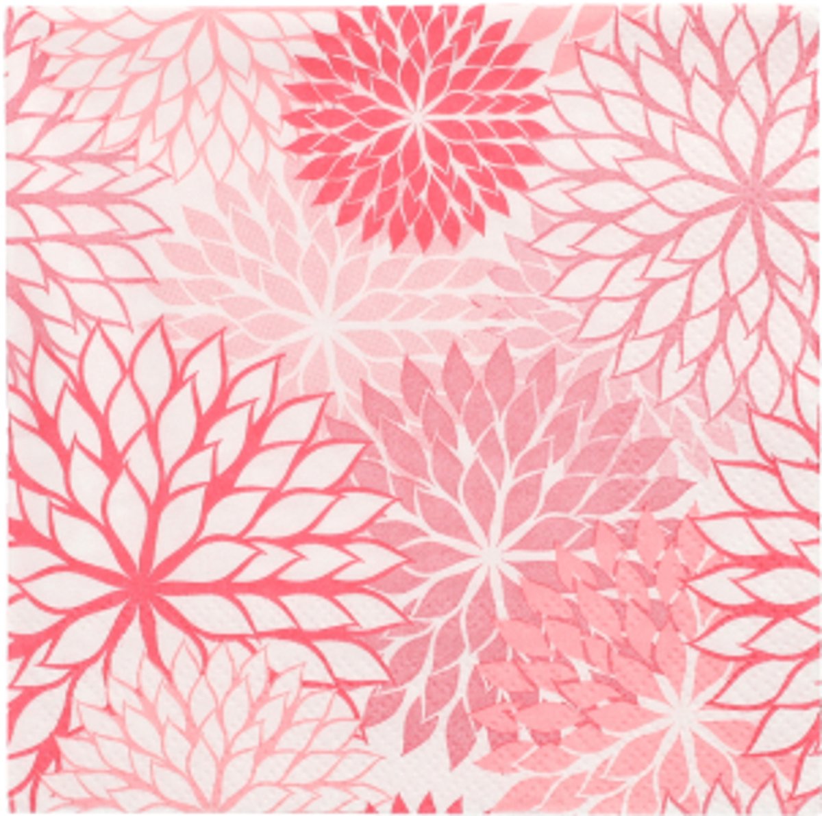 14x 20 Servetten 3-laags 1/4 vouw 25 cm x 25 cm roze Floralies