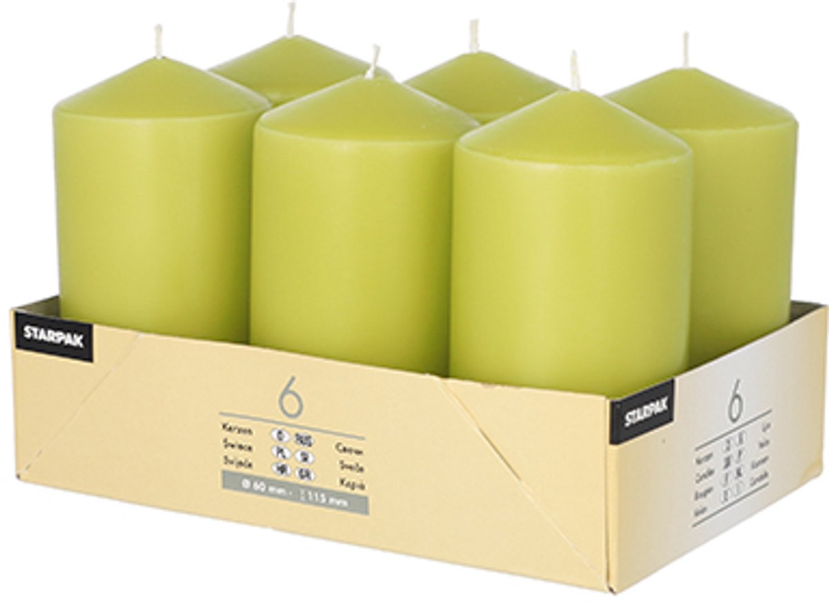 4x 6 Stompkaarsen Ø 60 mm · 115 mm kiwi
