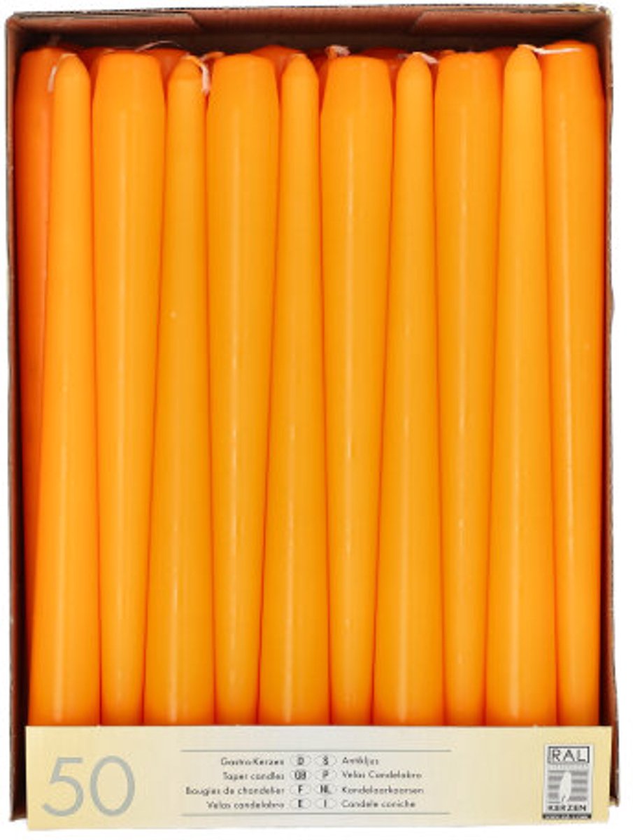 2x 50 Kandelaarkaarsen Ø 22 cm · 25 cm oranje