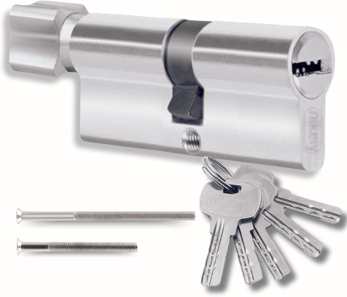 Sluitcilinder met knop - Profielcilinder deurslot - Garagedeur beveiligen - Antiboormachine anticorro - 35/35 mm 70mm - Zilver metallic
