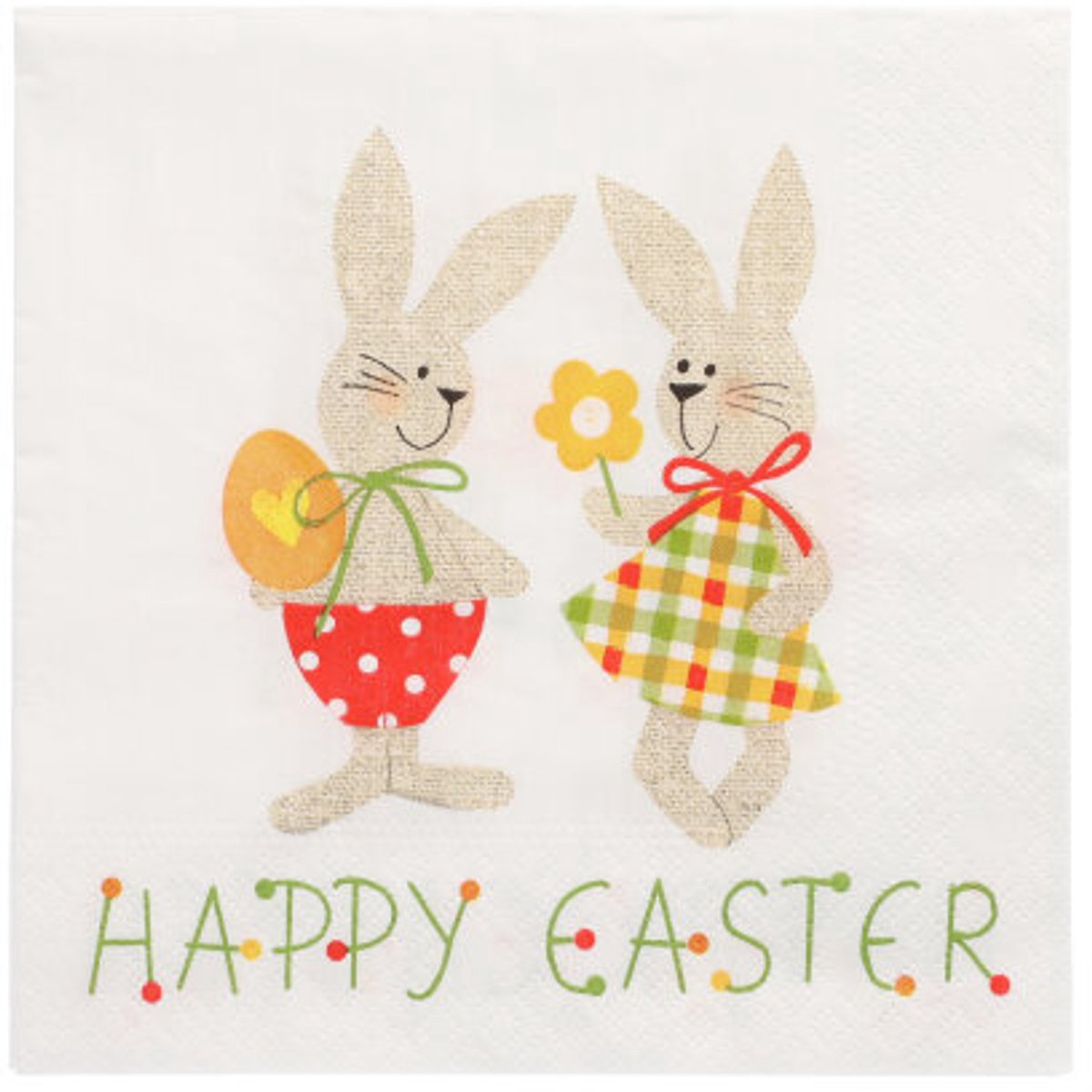 15x 20 Servetten 3-laags 1/4 vouw 33 cm x 33 cm Bunny Couple