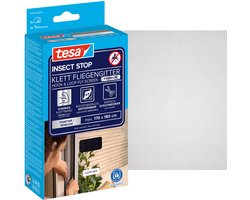 tesa INSECT STOP H&L Fly Screen Premium for Windows - hor met sterke klittenband, verwijderbaar zonder resten, op maat snijden - 170 x 180 cm - antraciet (transparant)