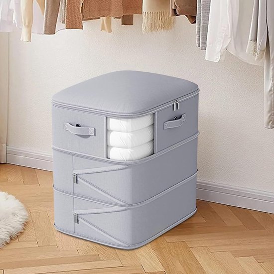 Dekbed Opbergzakken - Opberg Organisatoren - Kleding Opbergen - Grote Capaciteit - 54x42x60cm - Grijs — afbeelding 4