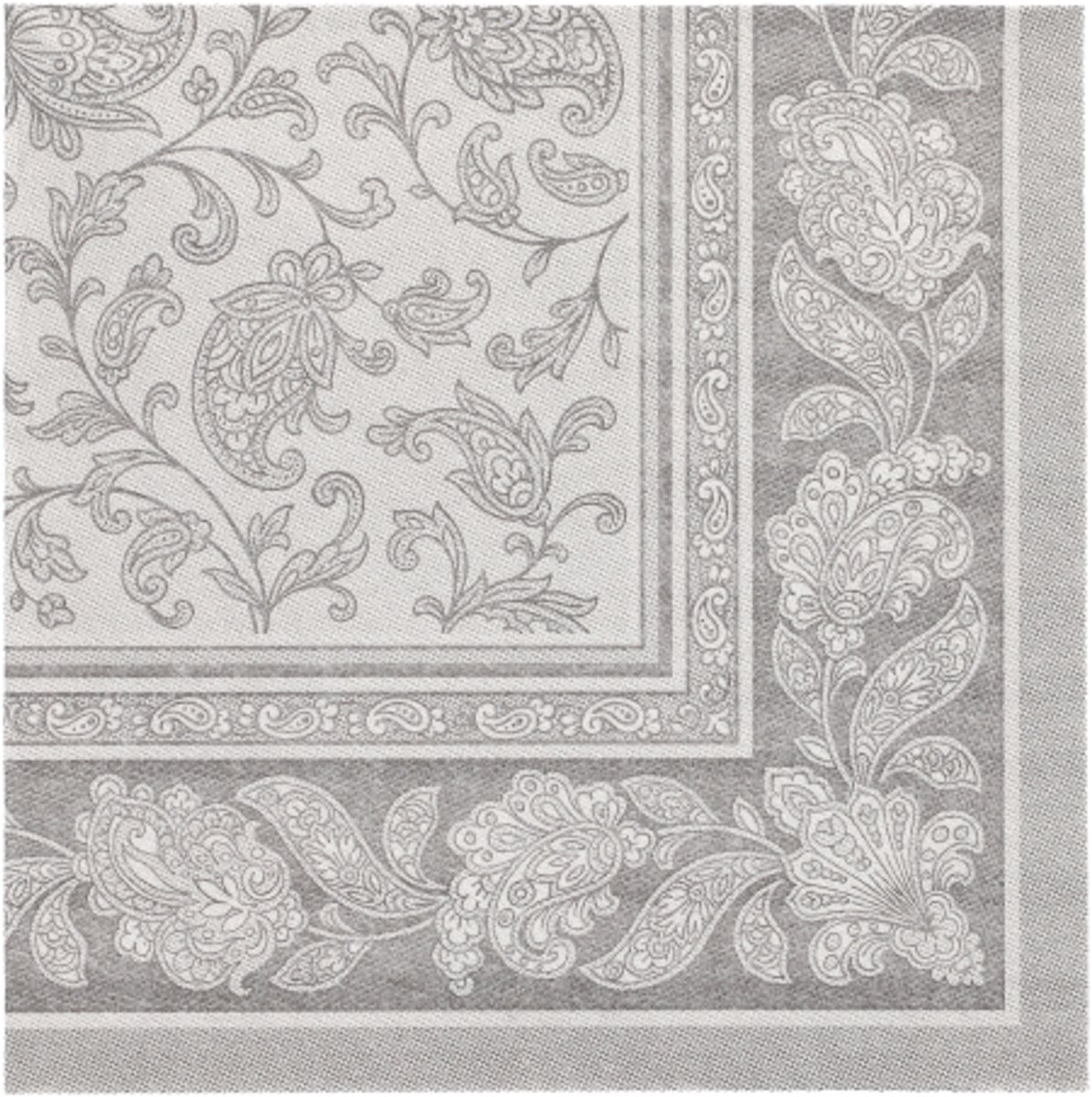 5x 50 Servetten ROYAL Collection 1/4 vouw 40 cm x 40 cm grijs Ornaments