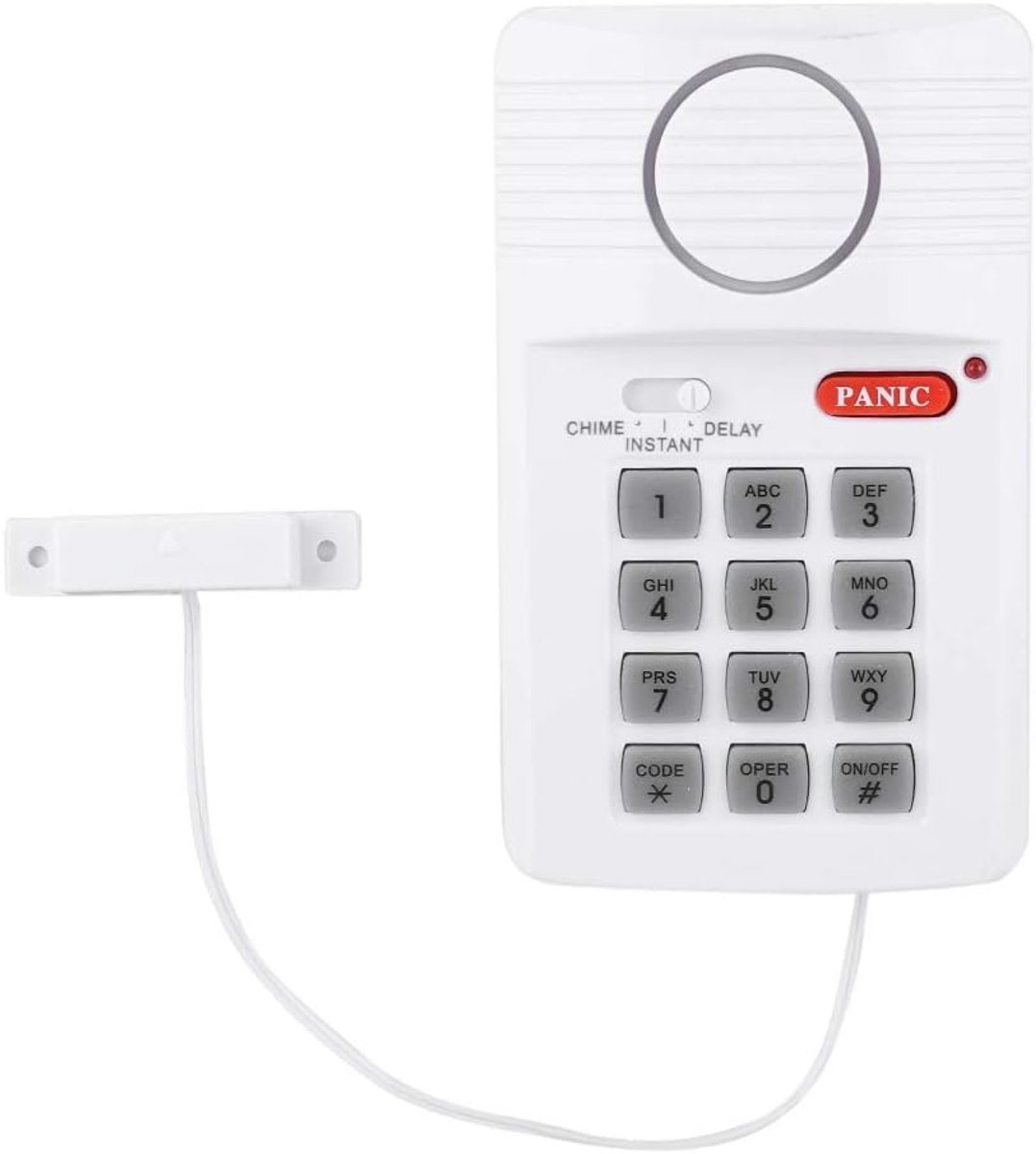 Beveiligingssysteem Toetsenbord - Alarm Deur - Woning Beveiligen - Drie Instellingen - 13x8x3.5 cm - Wit