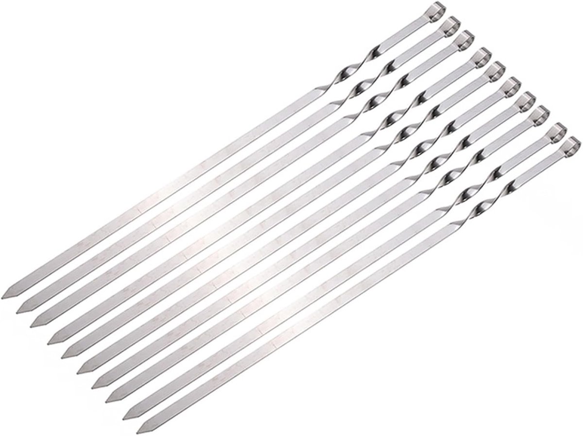 Kebab Spiesjes - BBQ Spiesen Vlees - Outdoor Grillen - 10 Stuks Set - 50cm Lang - Metaal