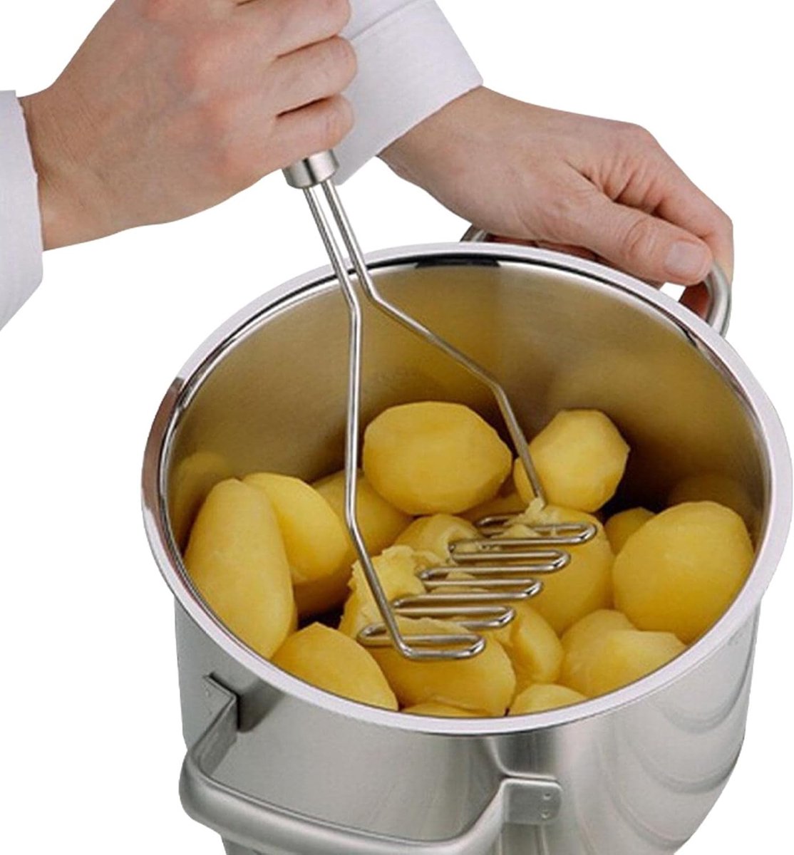 Aardappelstamper - Keuken Gereedschap - Puree Maken - Heavy Duty Ontwerp - 25x9.5 cm - Wit