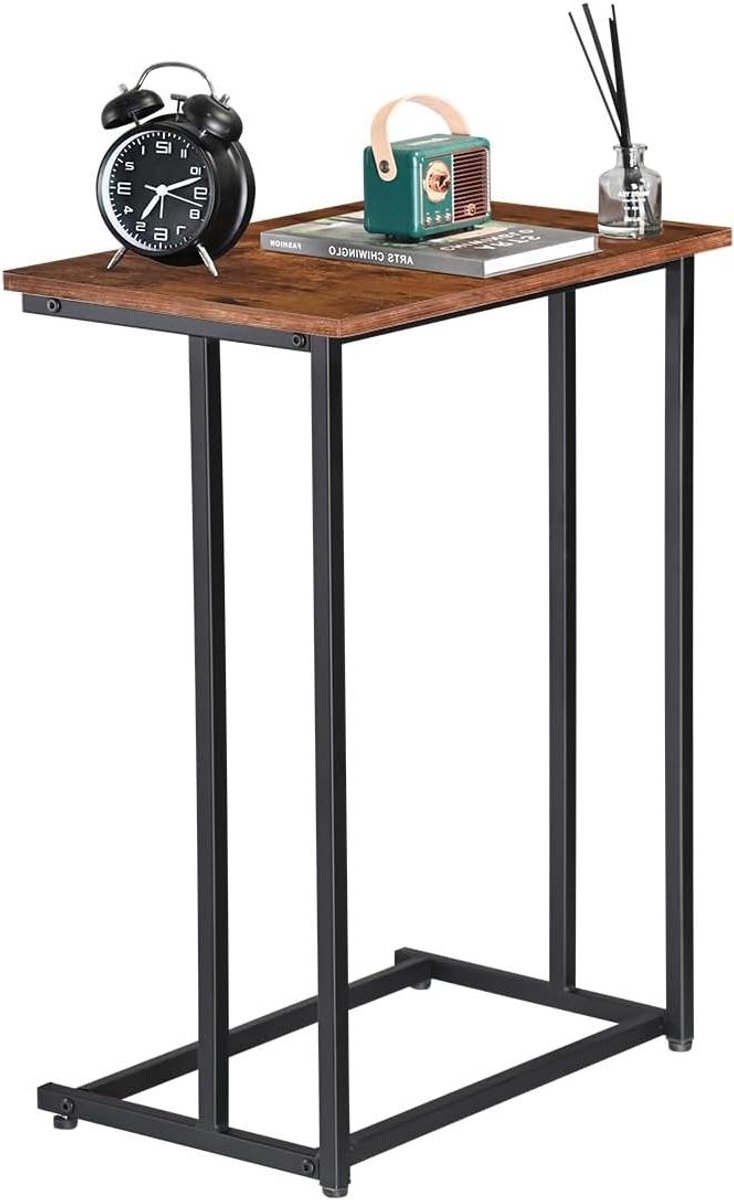 C-vormige bijzettafel - Sofa tafel snacktafel - Laptop en koffie - Verstelbare voeten - 49 x 33 x 66 cm